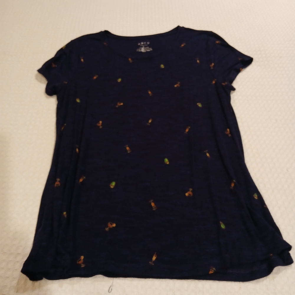 Apt9 L Navy Blue T-Shirt with Pattern